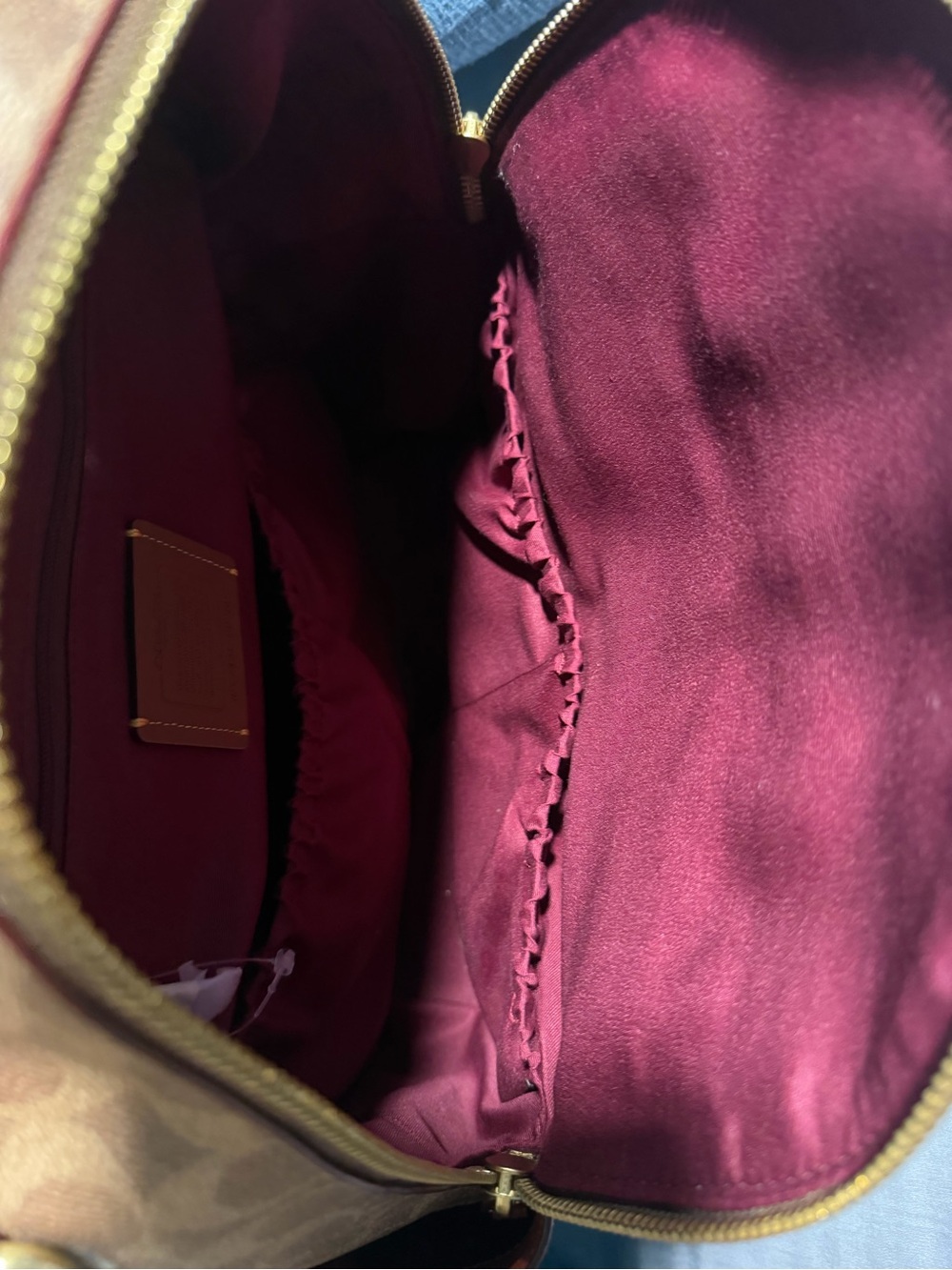 Leather-Trim Signature Pattern Backpack - Tan - Picture 8 of 9